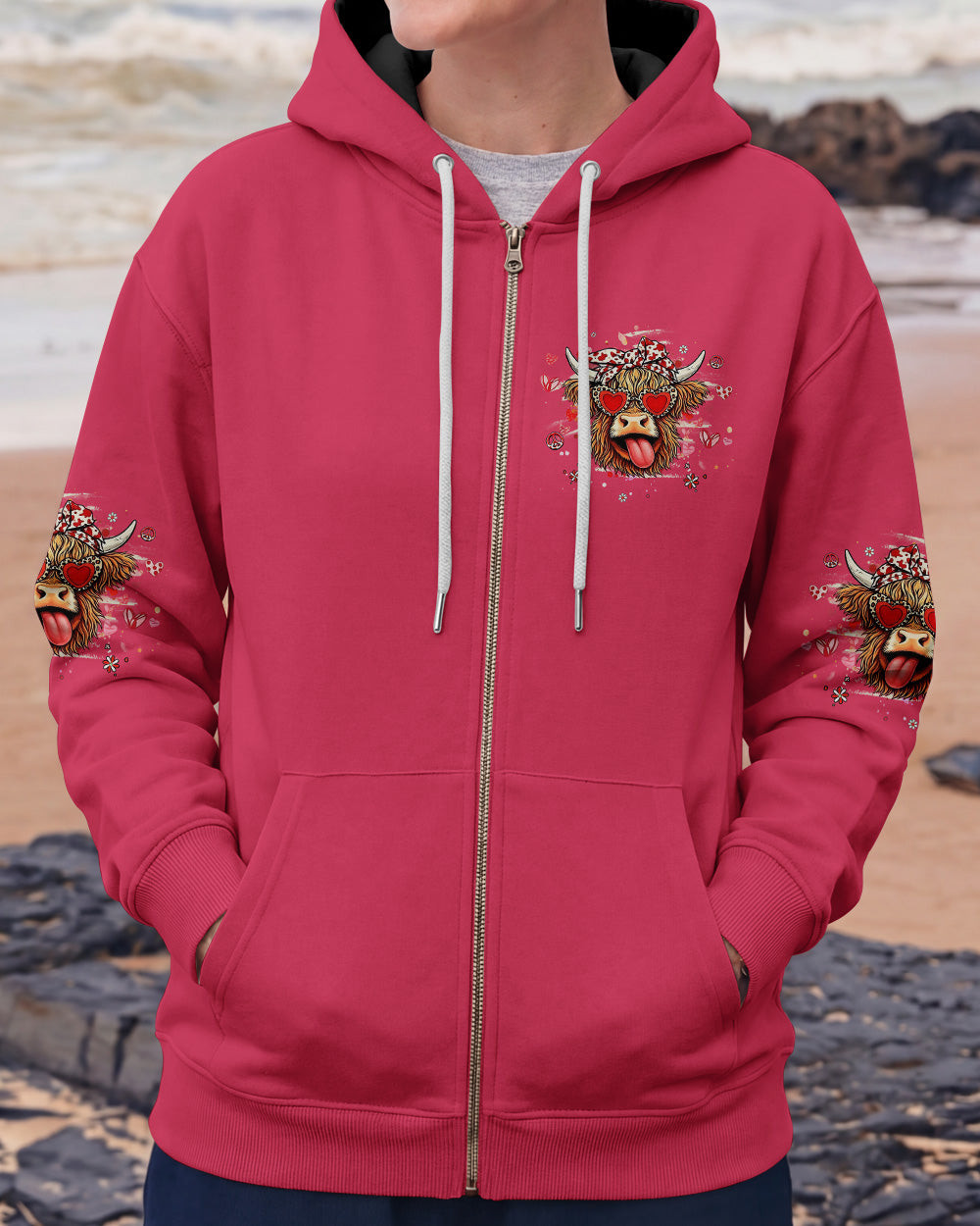 Cow Apparently I Have An Attitude Zipper Hoodie Funny Cow With Heart Sunglasses Bow Gift For Mom