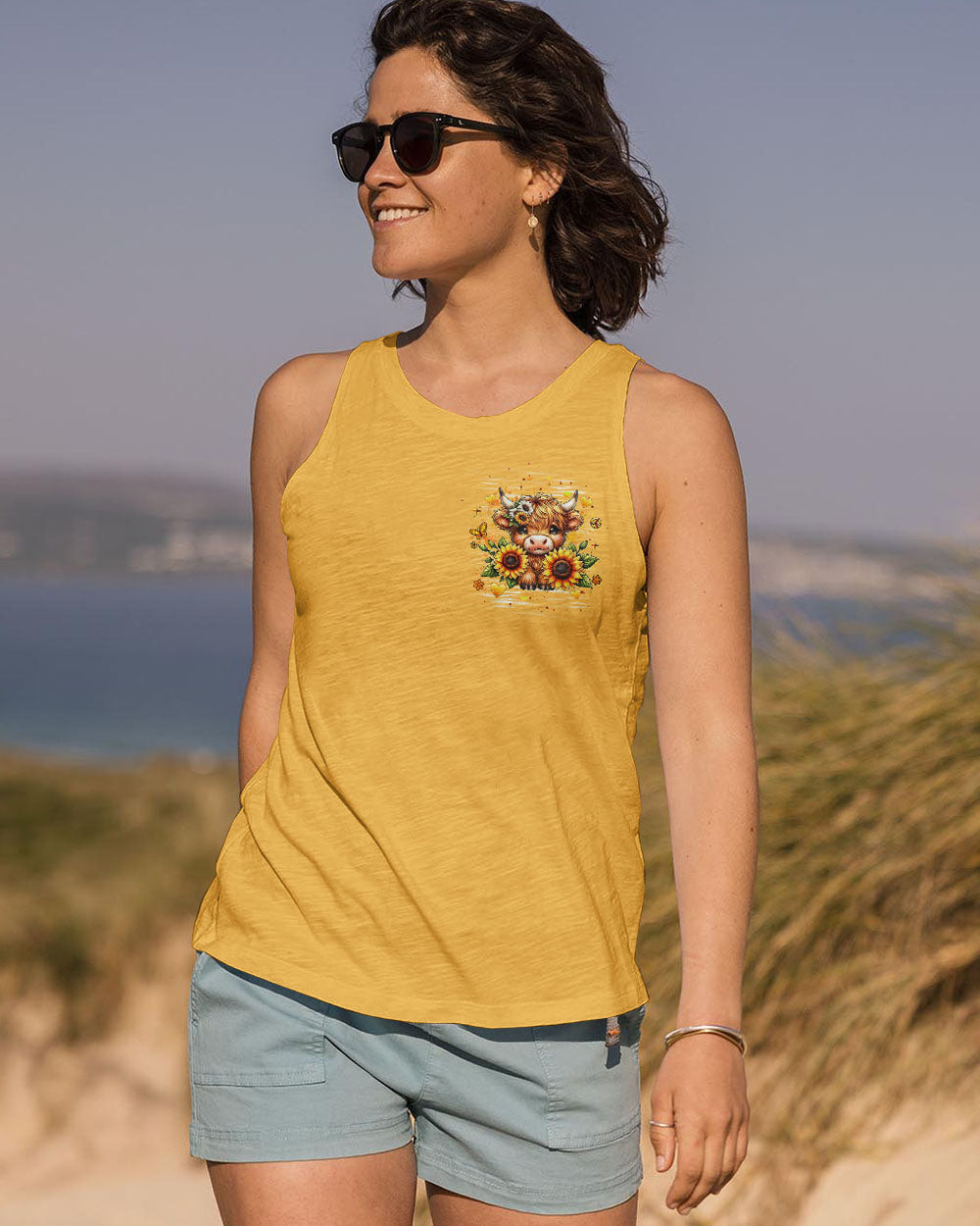 Cow Be Someone's Sunshine Tank Top Inspirational Cow Sunflowers Merch Gift For Cow Lovers - Image 2