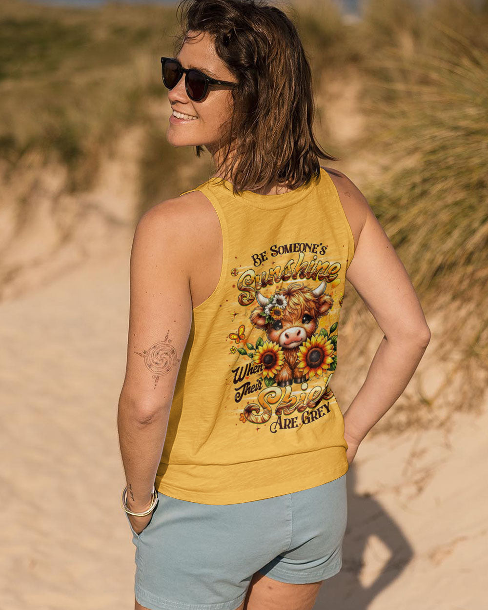 Cow Be Someone's Sunshine Tank Top Inspirational Cow Sunflowers Merch Gift For Cow Lovers