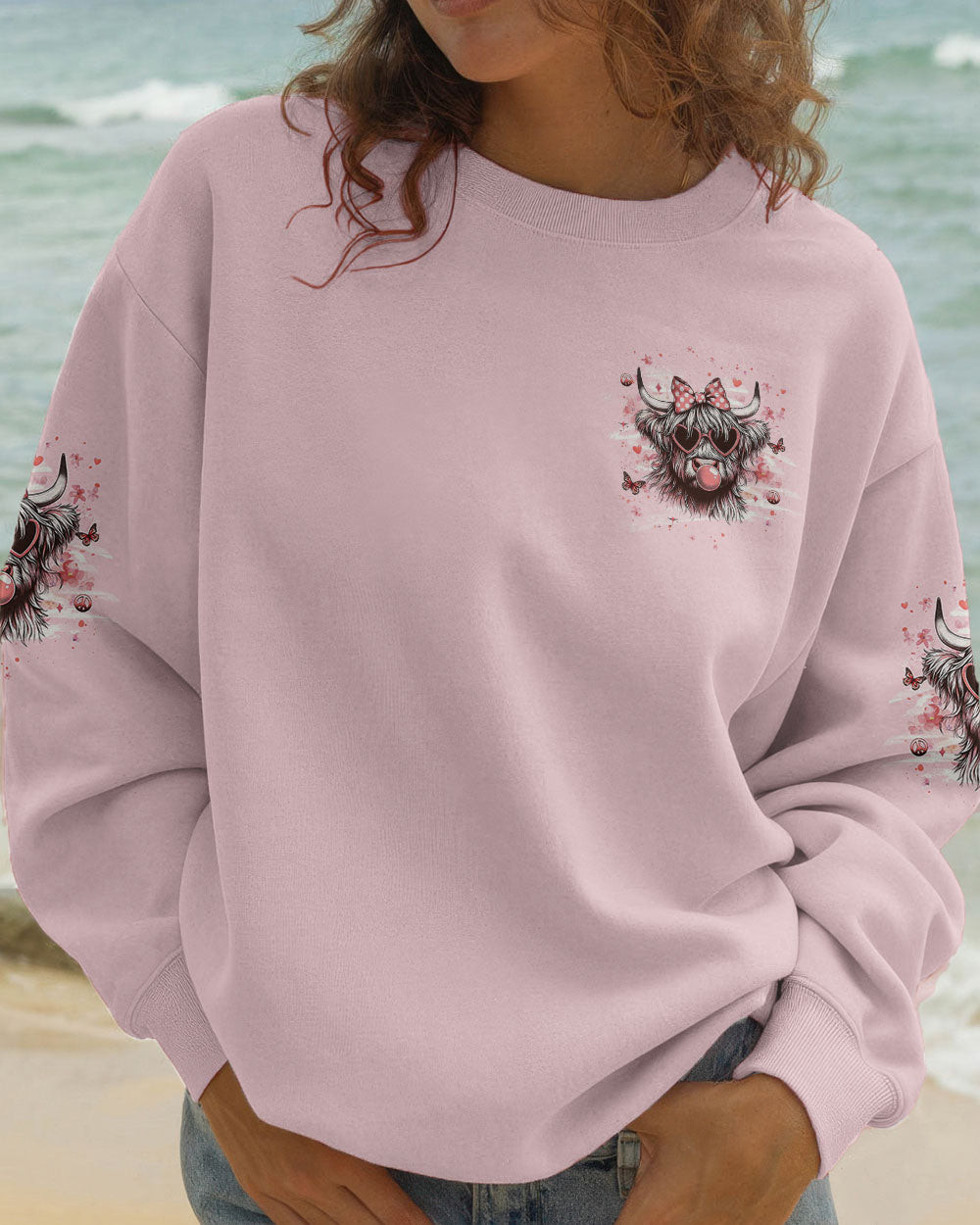 Cow Be You The World Will Adjust Sweatshirt Cute Cow With Glasses Bubblegum Gift For Mom - Image 2
