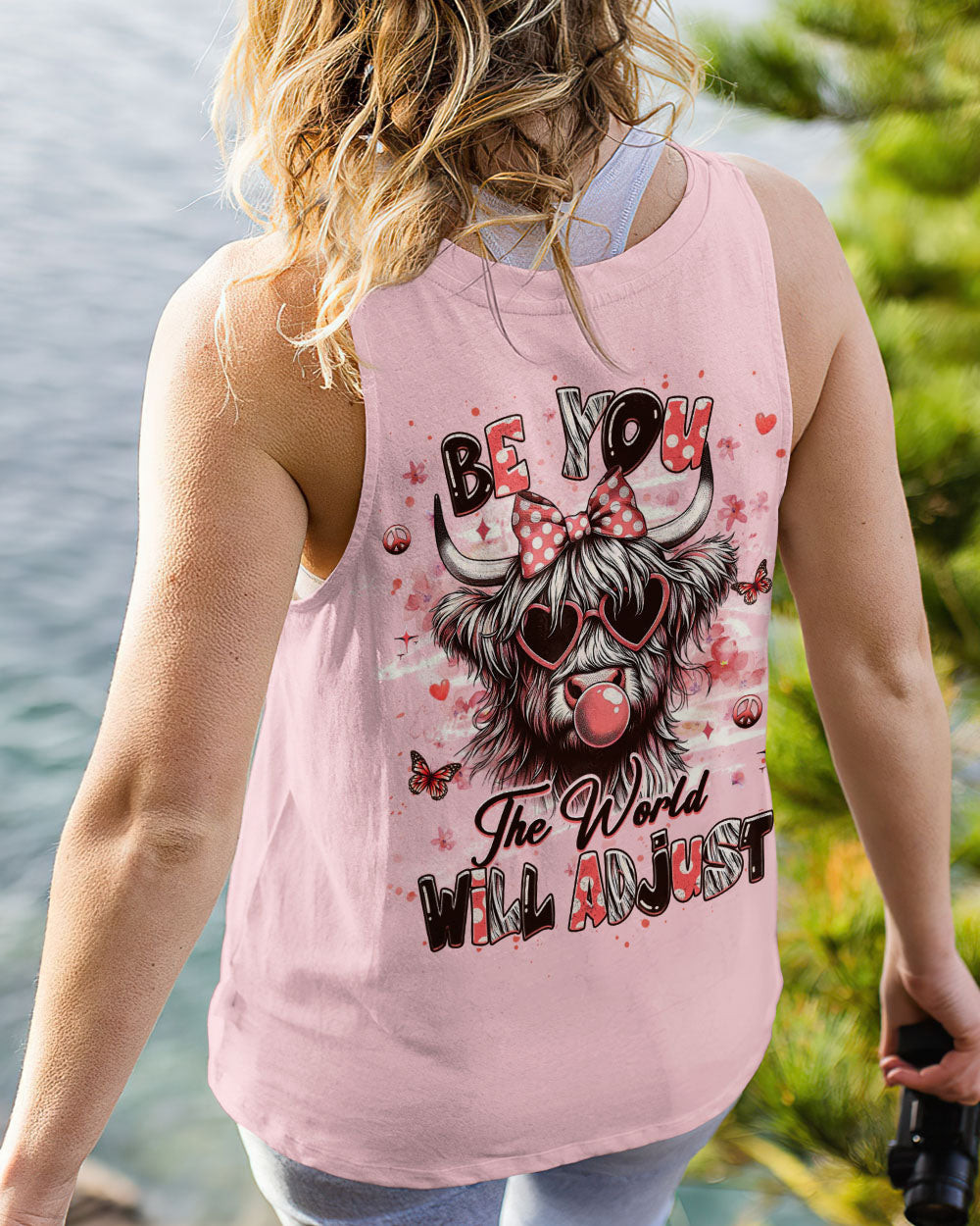 Cow Be You The World Will Adjust Tank Top Motivational Quote Clothing Gift For Her