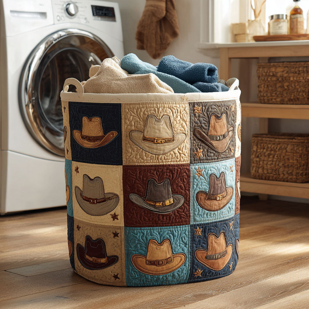 Cowboy Charm Quilted Laundry Basket Beautiful Quilted Laundry Organizer Gift for Couples