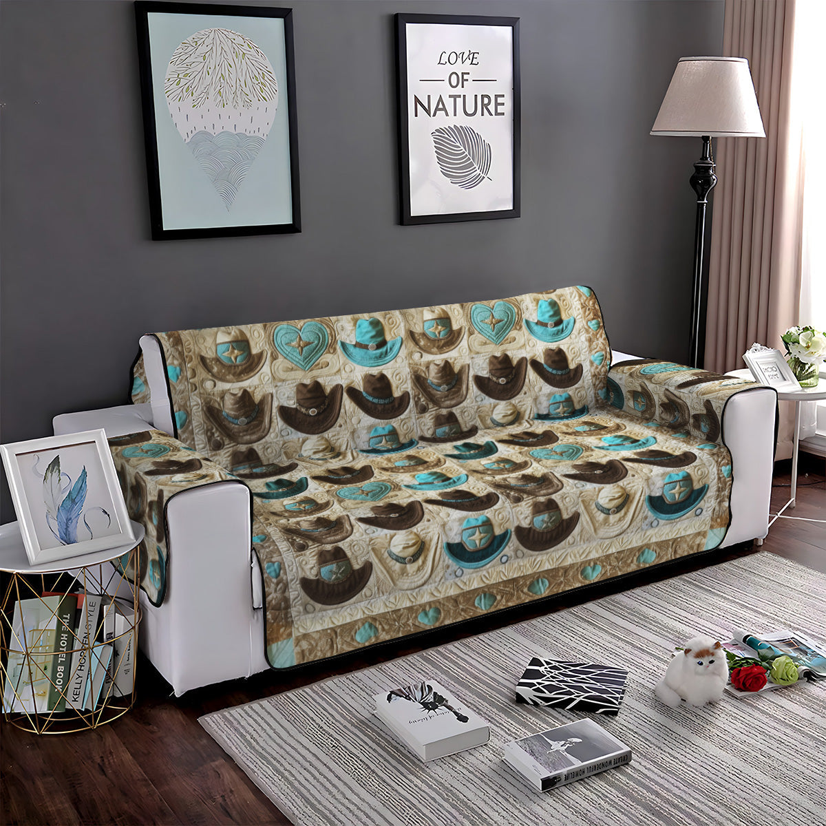 Cowboy Charm Quilted Sofa Cover Slipcover Sofa Cowboy Related Gifts - Image 5