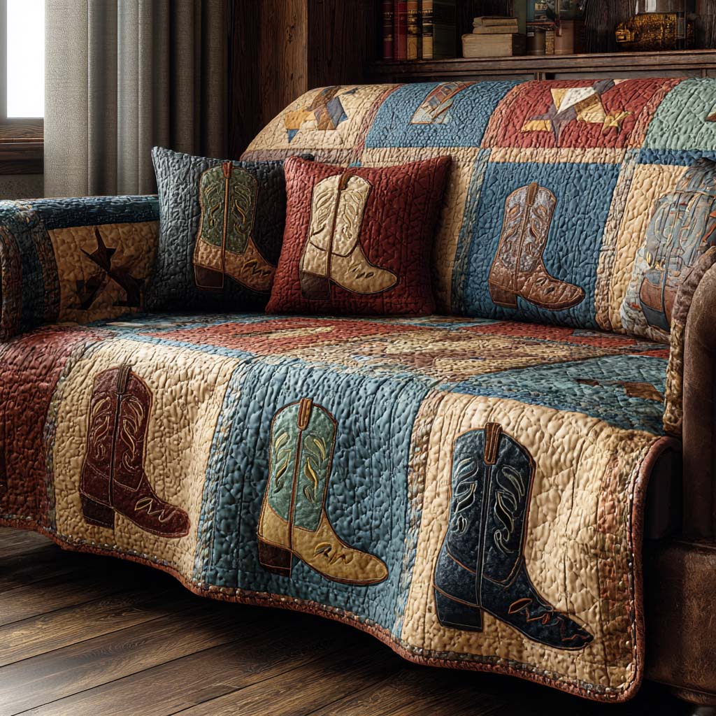 Cowboy Classics Grid Quilted Sofa Cover Furniture Couch Covers Old Western Gifts