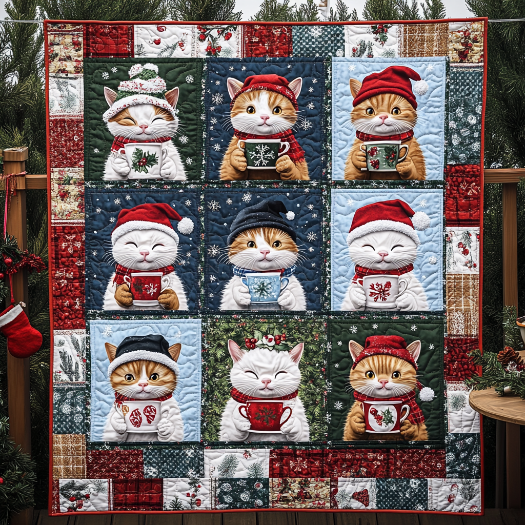 Cozy Cats Quilted Blanket Christmas Room Decor Best Christmas Gifts For Grandma