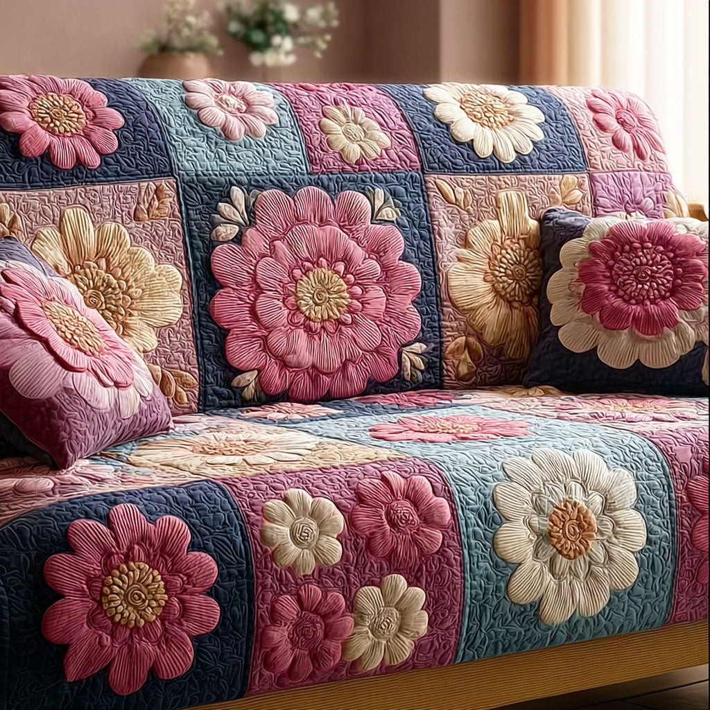 Cozy Daisy Quilted Sofa Cover Beautiful Sofa Covers Unique Mother's Day Gifts