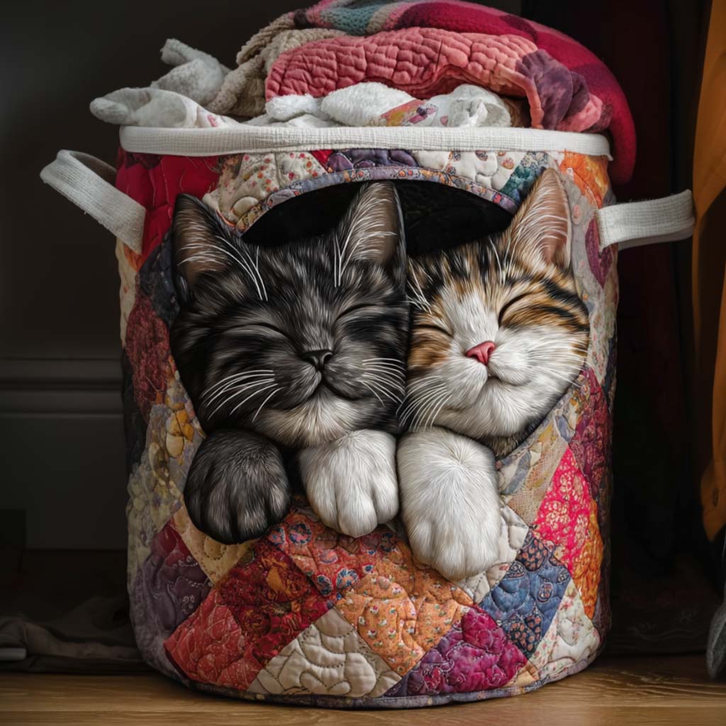 Cozy Duo Quilted Laundry Basket Decorative Quilted Laundry Basket for Neat Spaces