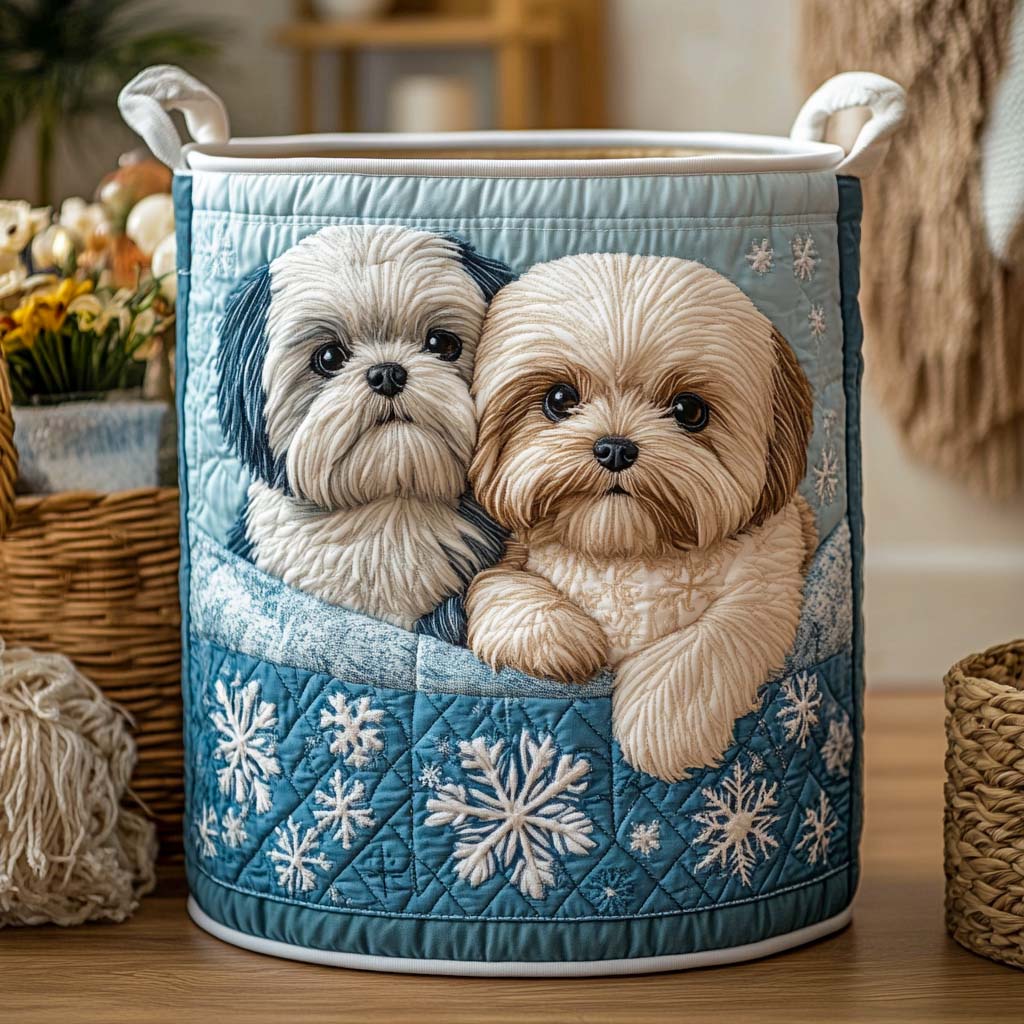Cozy Duo Quilted Laundry Basket High-Quality Quilted Laundry Hamper for Family Use