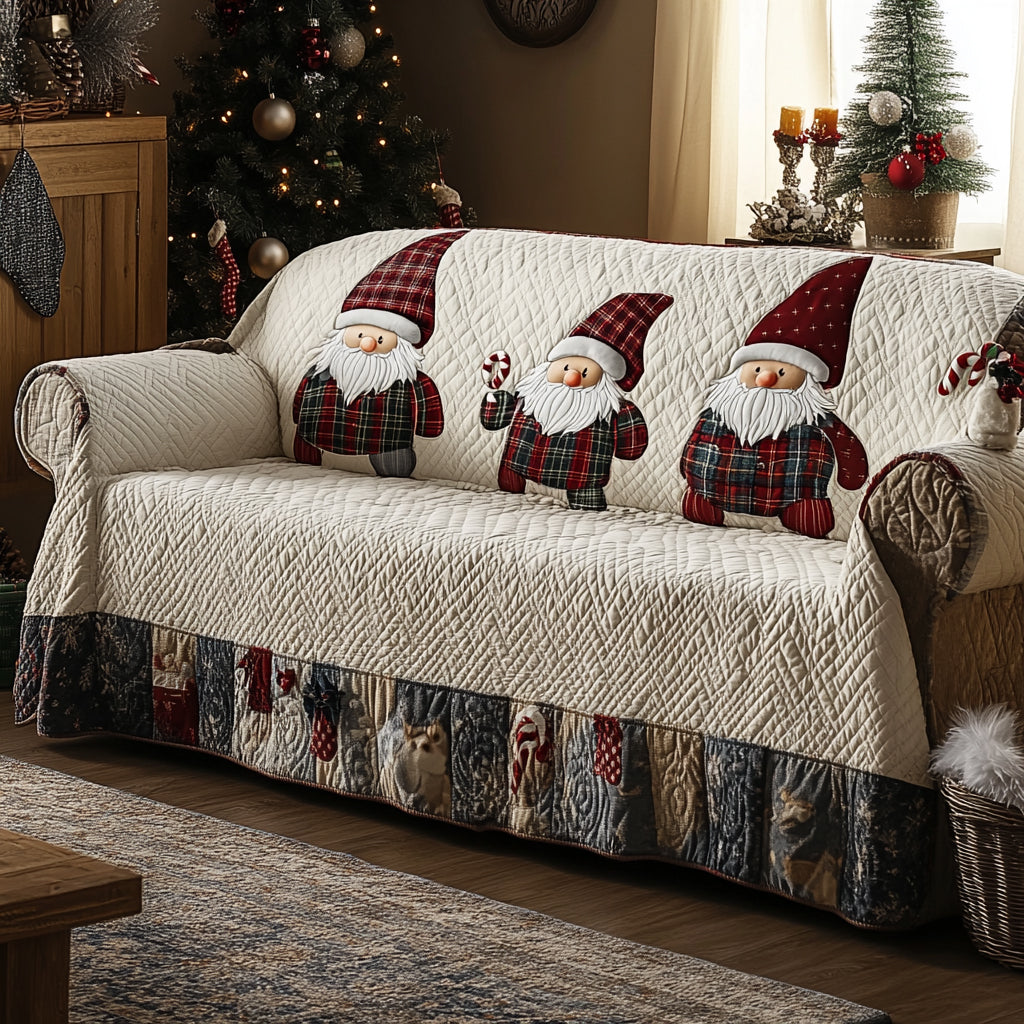 Cozy Gnome Cabin Quilted Sofa Cover Holiday Living Christmas Decor Cute Gnome Gifts