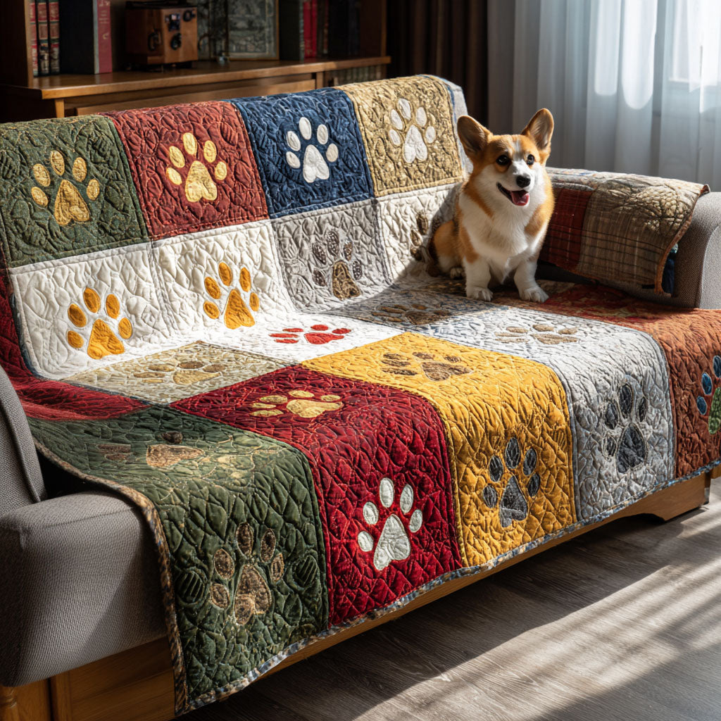 Cozy Pawscape Quilted Sofa Cover Large Couch Cover Good Gifts For Dog Owners
