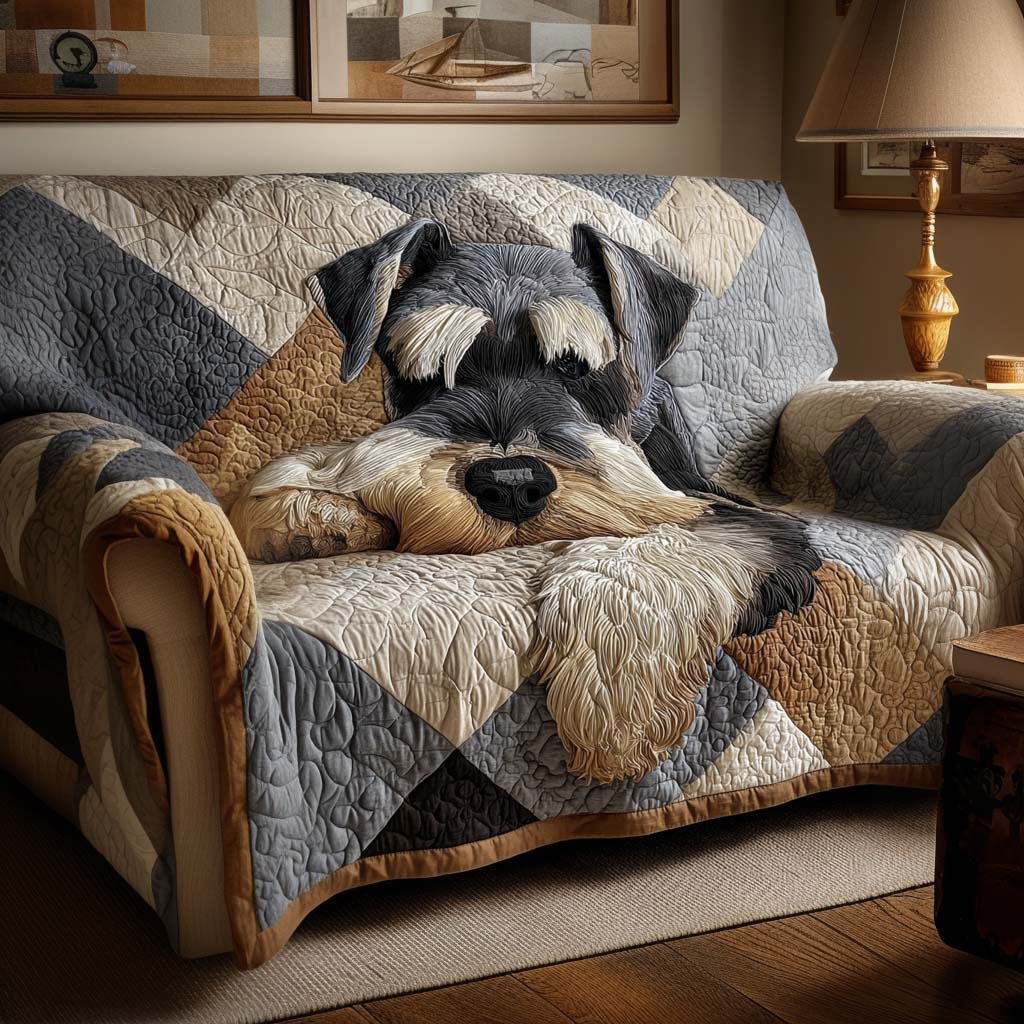 Cozy Schnauzer Quilted Sofa Cover Indoor Decoration Best Gifts For Yorkshire Terrier Lovers