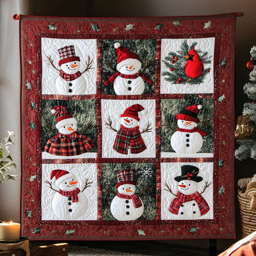 Cozy Snowman Quilt Blanket Cute Christmas Blanket Snowman Themed Gifts