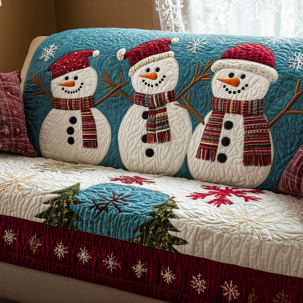 Cozy Snowman Quilted Sofa Cover Holiday Living Christmas Decor Christmas Present Ideas