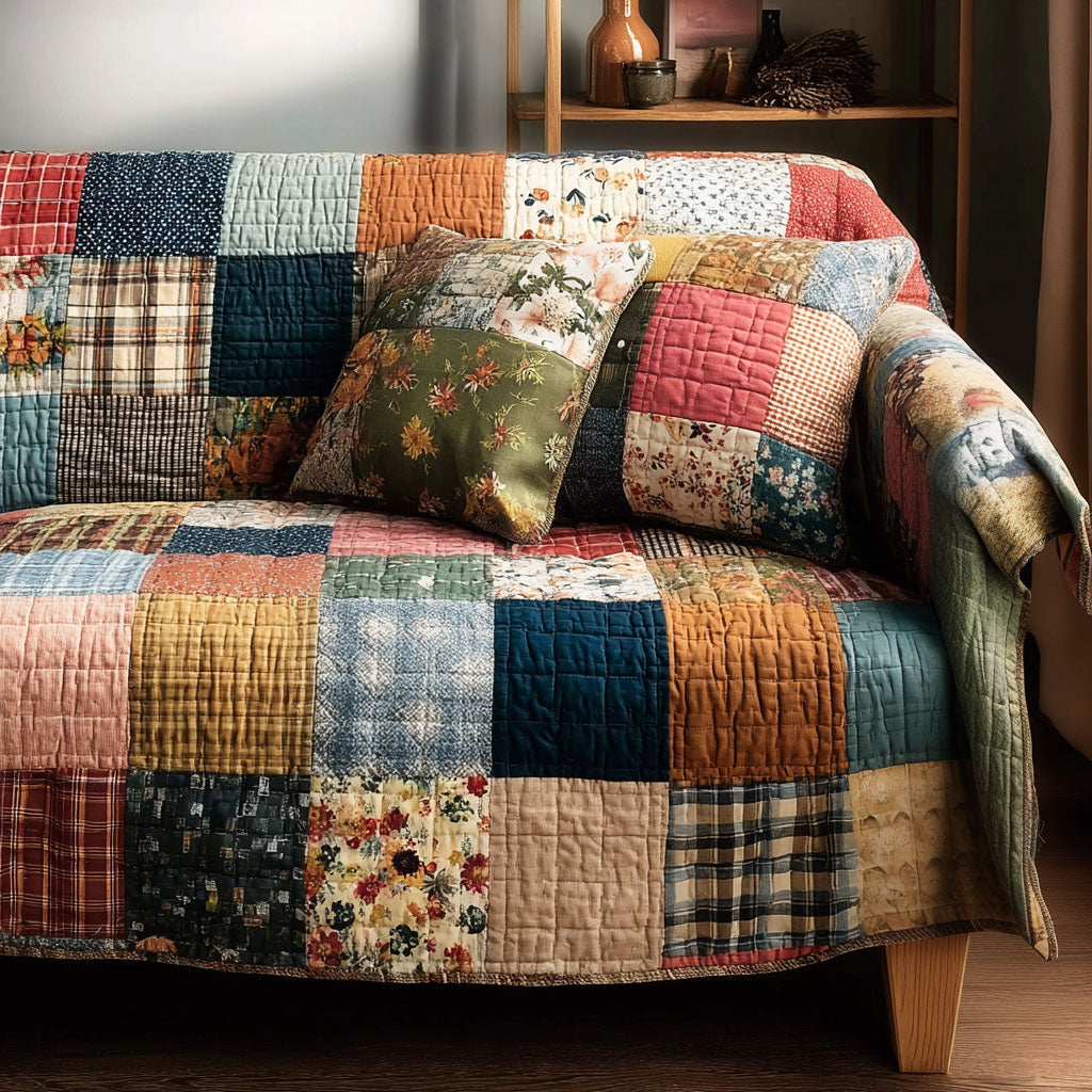 Cozy Squares Quilted Sofa Cover Sofa Couch Cover Gifts For Father's Day From Wife