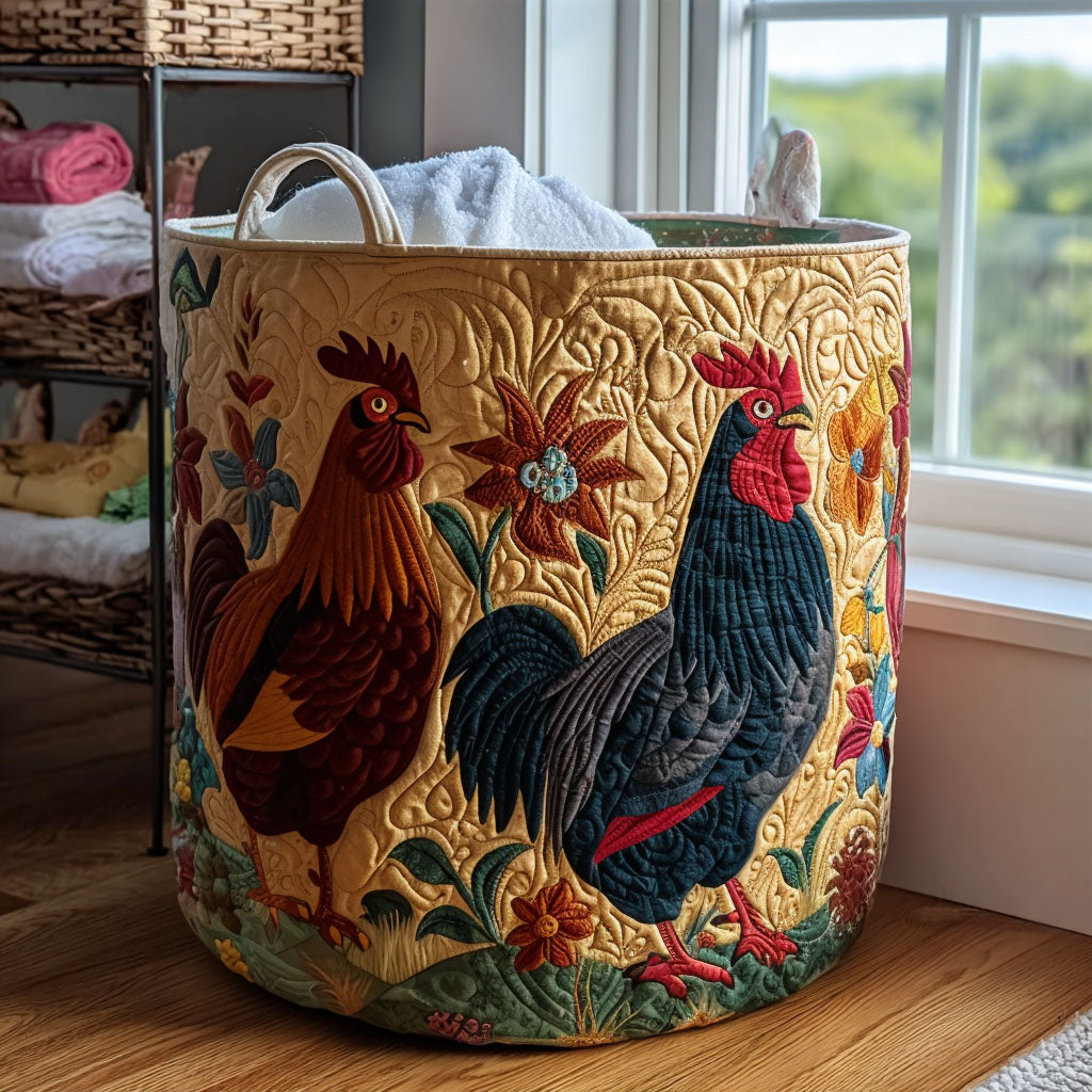 Crazy Beak Squad Quilted Laundry Basket Trendy Quilted Laundry Tote for Home and Dorm