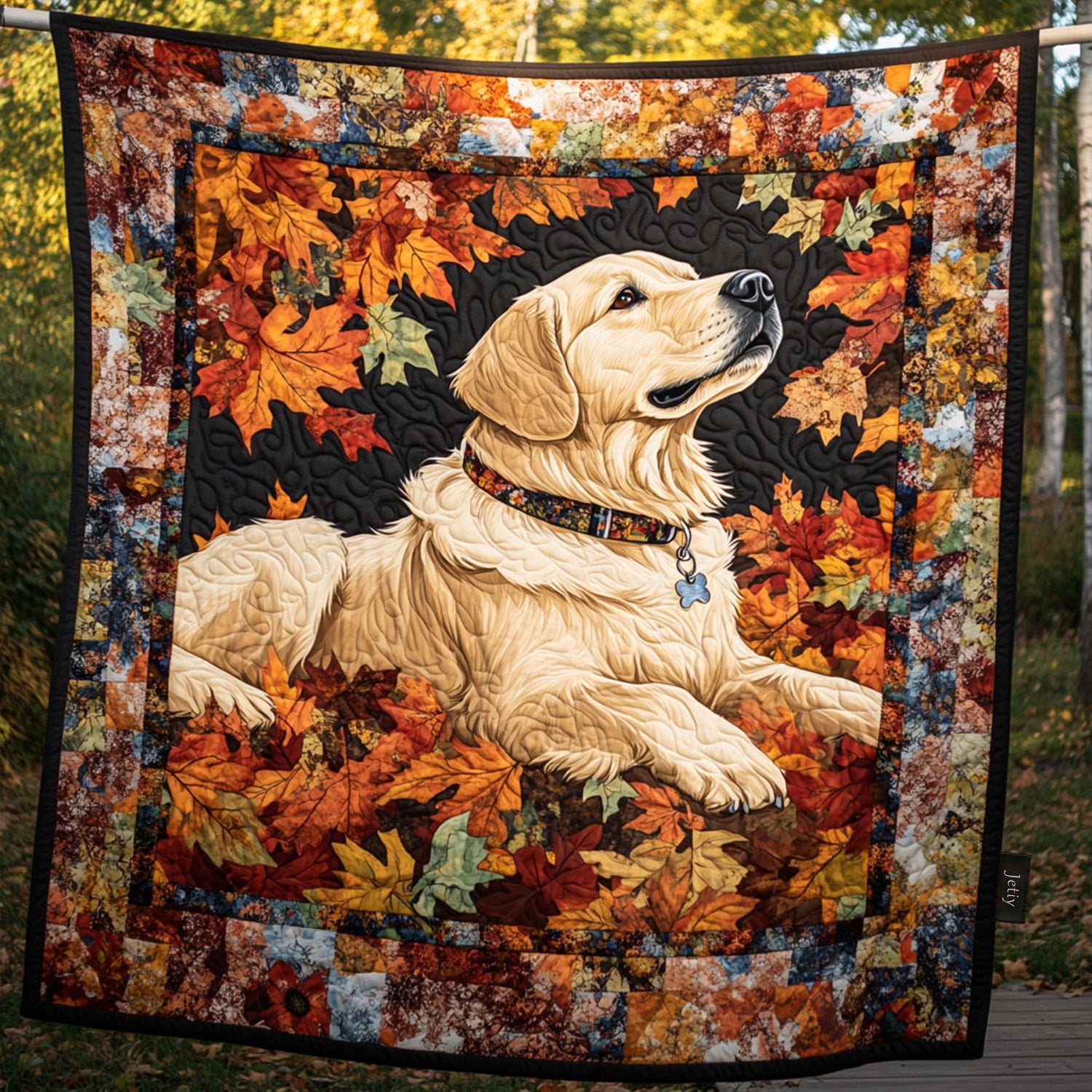 Creamy Companion Quilted Blanket Bedroom Decor Presents For Golden Retriever Owners
