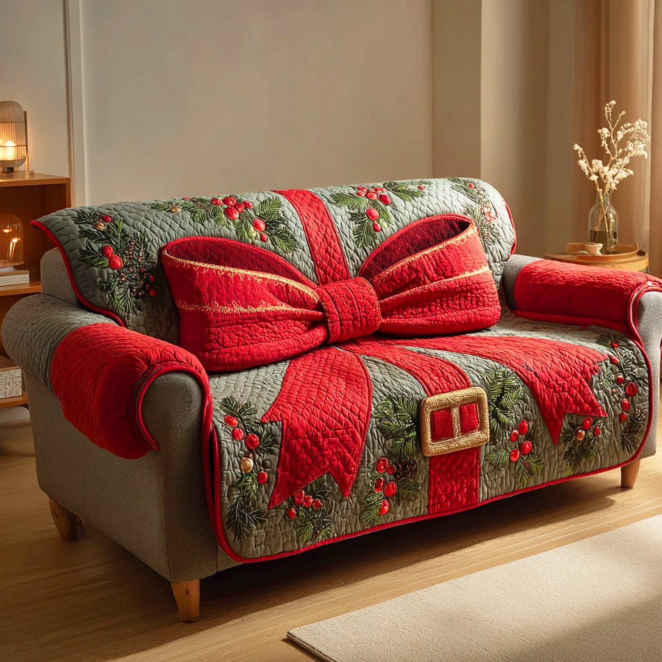 Crimson Bow Magic Quilted Sofa Cover The Best Couch Slipcovers Best Christmas Gift Ideas
