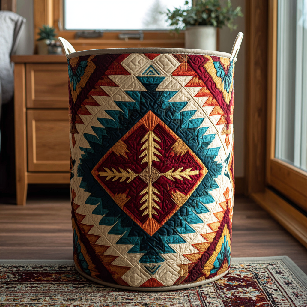 Crimson Path Quilted Laundry Basket Luxury Quilted Laundry Basket for Elegant Interiors