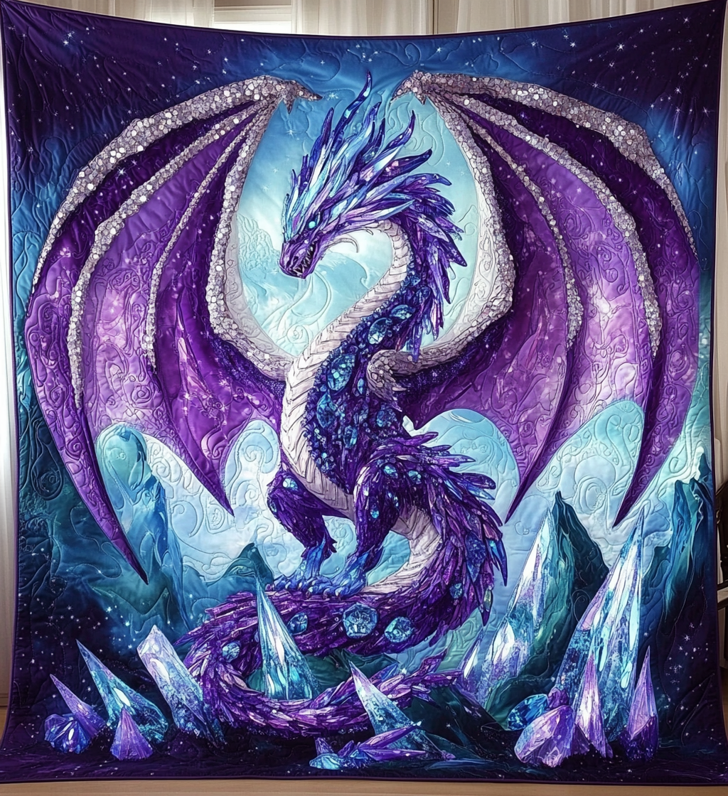 Crystal Dragon Quilted Blanket Cover Bed Set Novelty Dragon Gifts