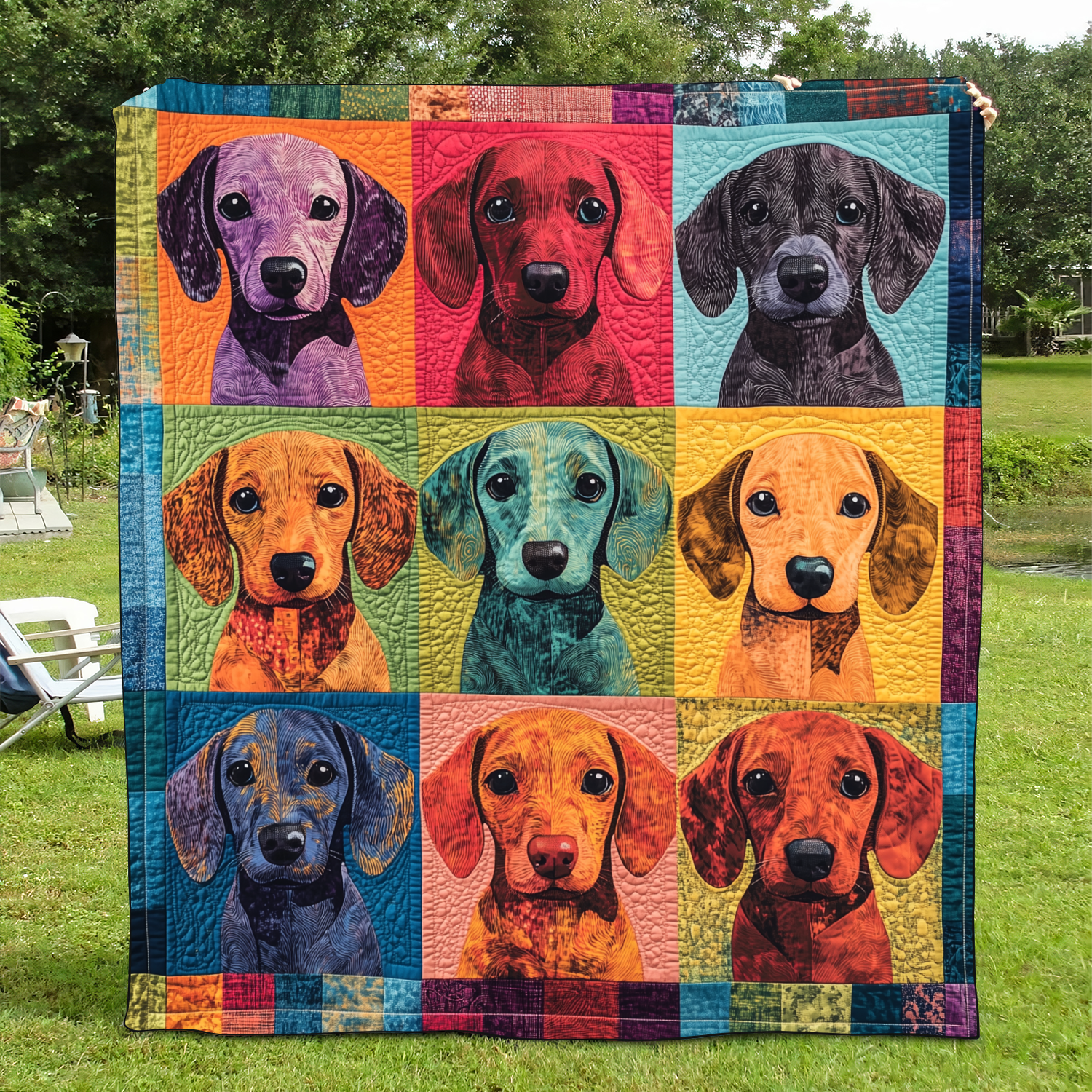 Cuddly Dachshund Quilted Blanket Bedroom Decorations Wiener Dog Gifts For Her