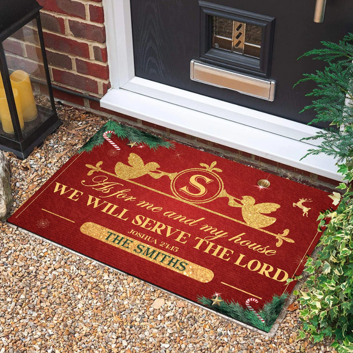 Custom As For Me And My House We Will Serve The Lord Doormat Holiday Decor Gifts For Christian