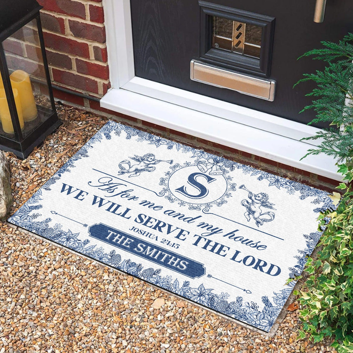 Custom As For Me And My House We Will Serve The Lord Doormat Xmas Welcome Mat Christian Gifts