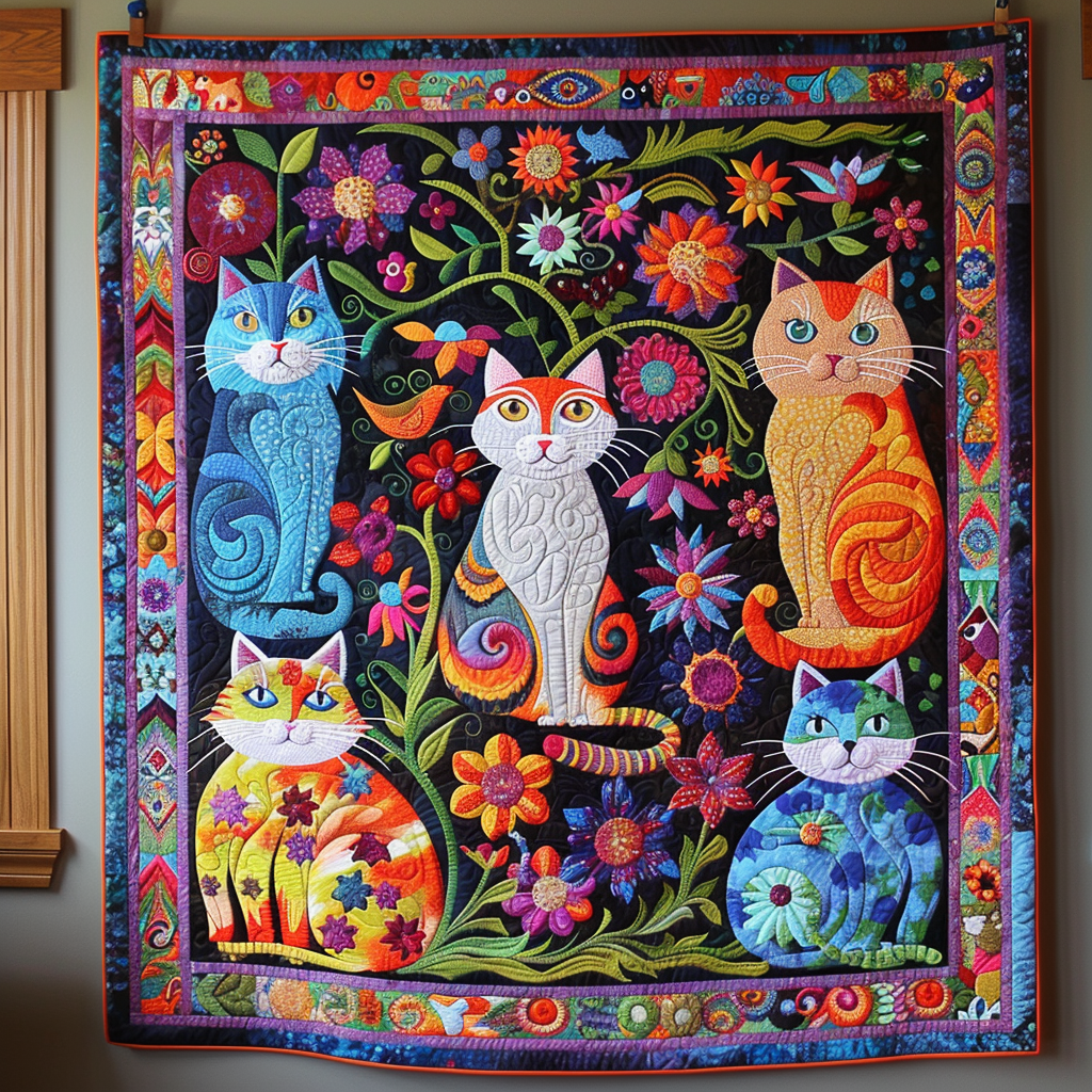 Cute Cat Quilted Blanket Best Comforter Sets Cat Person Gifts