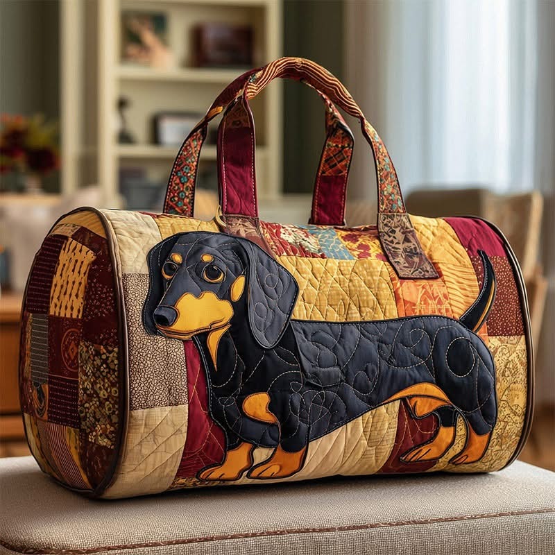 Cute Dachshund Art Quilted Duffle Bag Heavy Duty Travel Duffle Bag Gift For Women