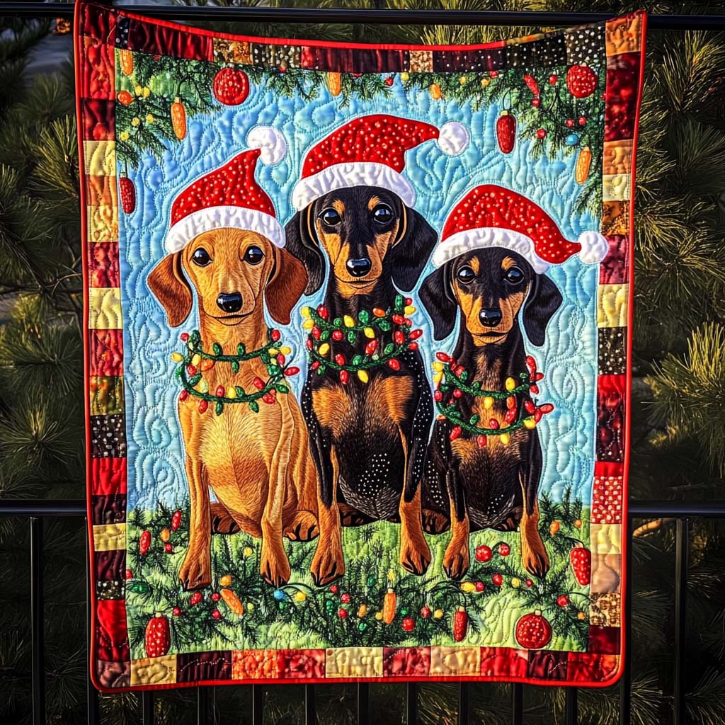 Dachshund Delights Quilted Blanket Best Christmas Duvet Cover Set Good Gifts For Christmas