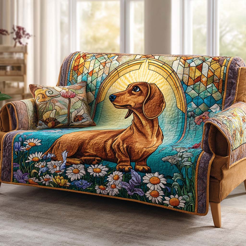 Dachshund Light Quilted Sofa Cover Holiday Couch Covers Dog Presents For Humans