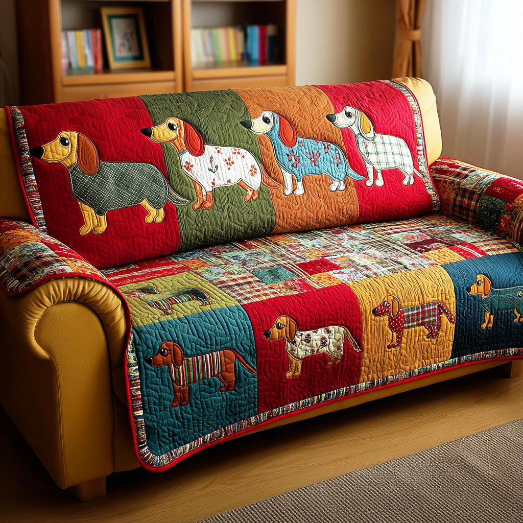 Dachshund Moments Quilted Sofa Cover Cute Sofa Slipcovers Present Ideas For Dog Lovers
