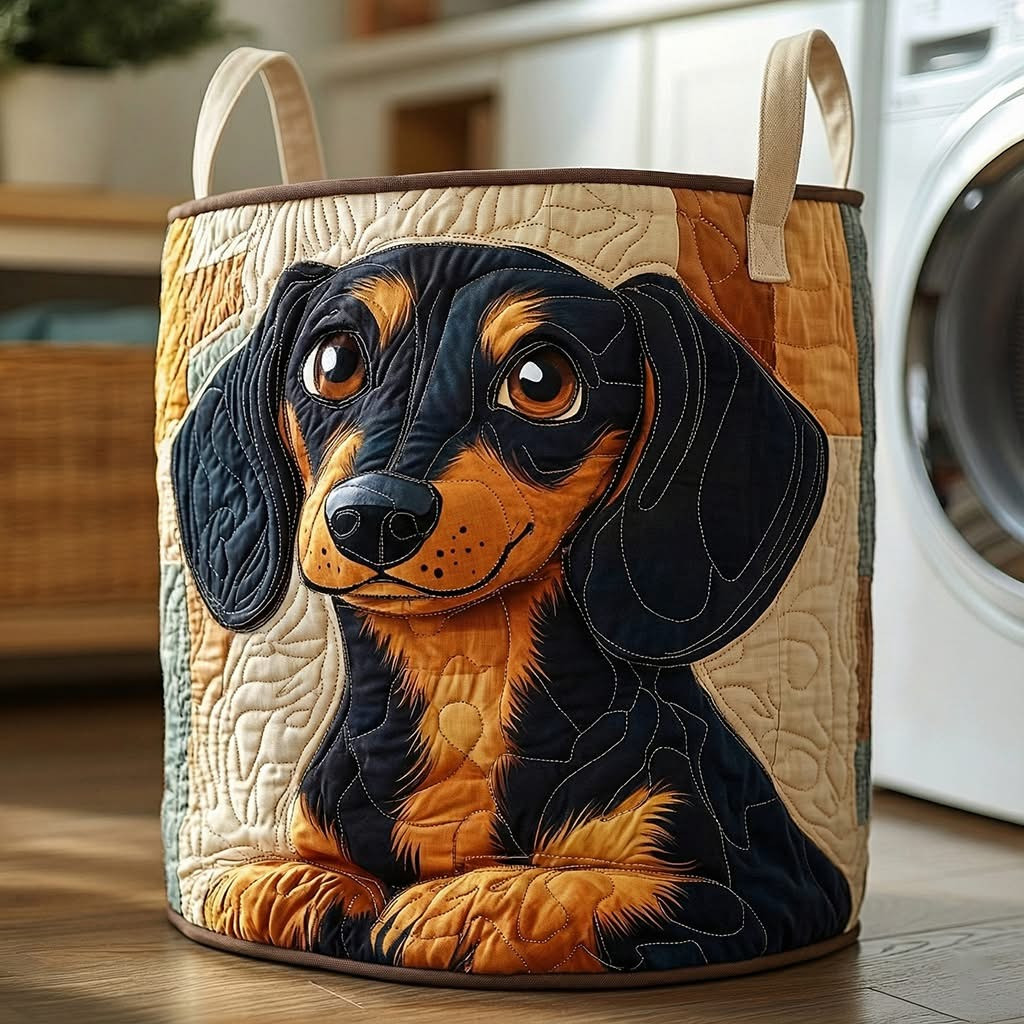 Dachshund Quilted Laundry Basket Cute Animal Hamper Basket Presents For Dachshund Lovers
