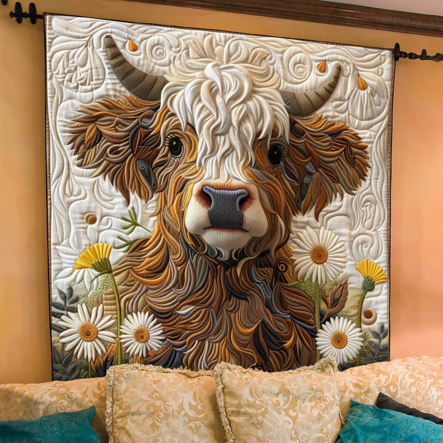 Daisy Delight Quilted Blanket Bedroom Ideas Highland Cow Gifts For Her