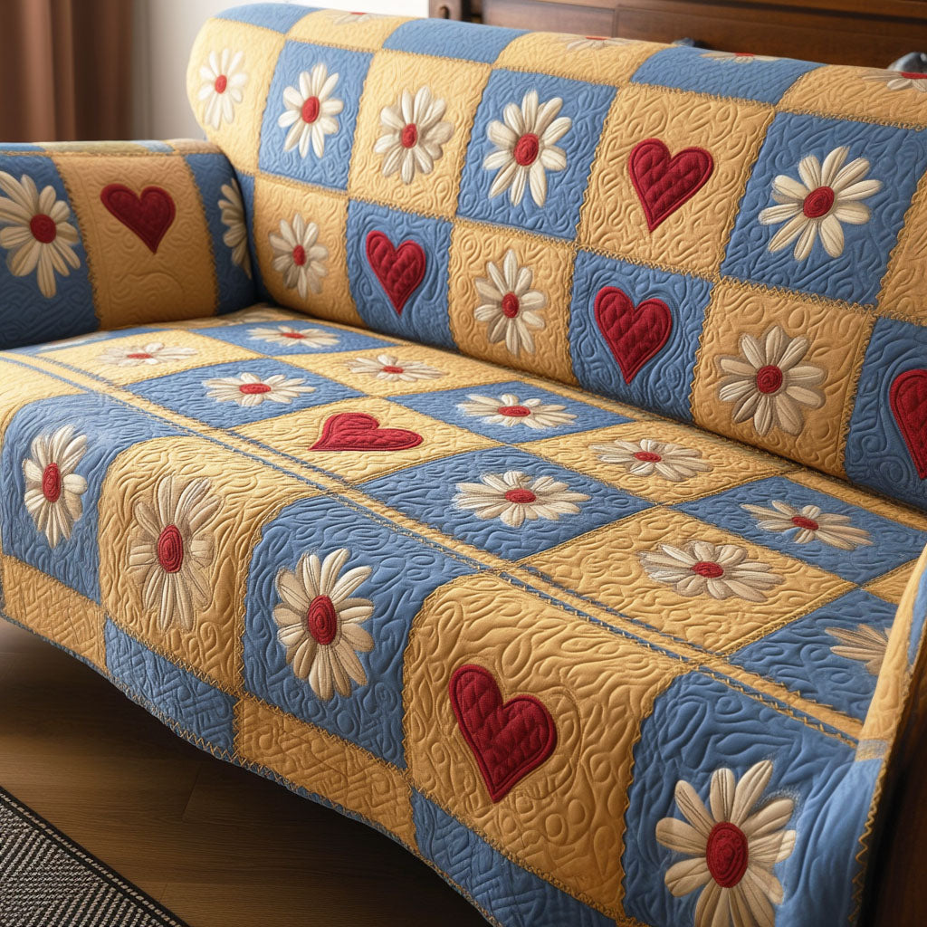 Daisy Delight Quilted Sofa Cover Sofa Seat Protector Good Gifts For Mom