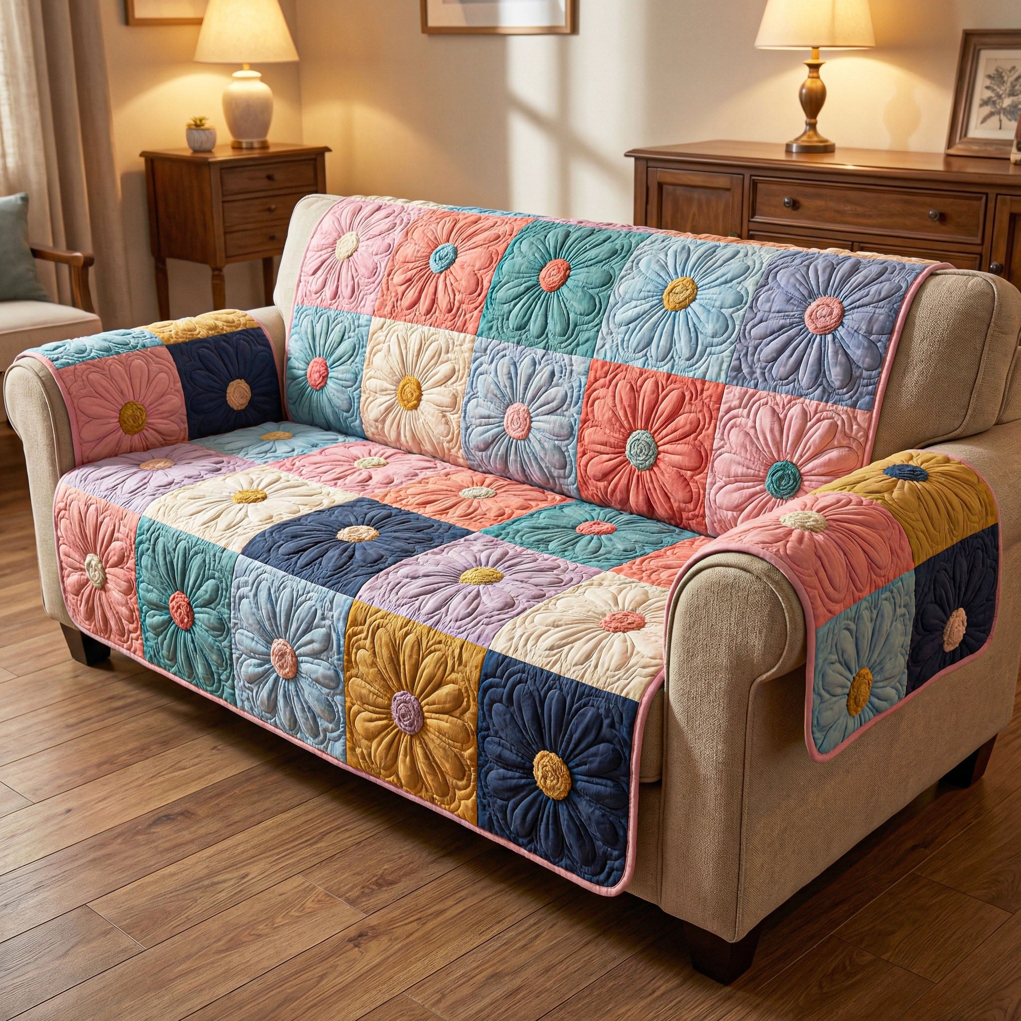 Daisy Light Quilted Sofa Cover Awesome Couch Covers Mothers Day Present Ideas