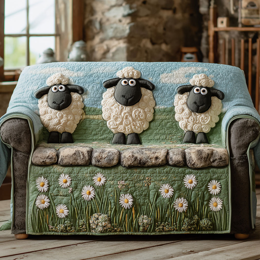 Daisy Meadow Flock Quilted Sofa Cover The Best Slipcovers Donkey Present Ideas