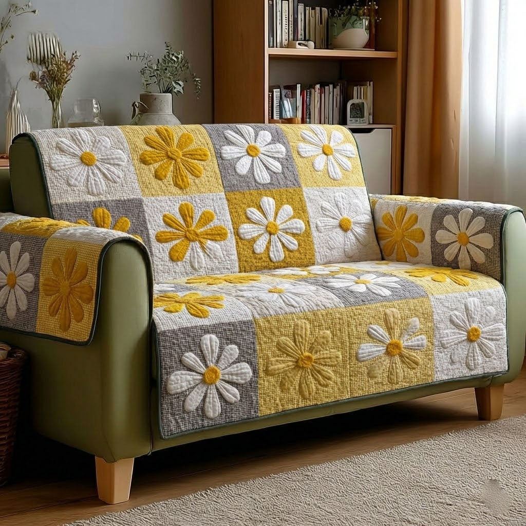 Daisy Pop Quilted Sofa Cover Furniture Protectors For Sofas Awesome Mother's Day Gifts