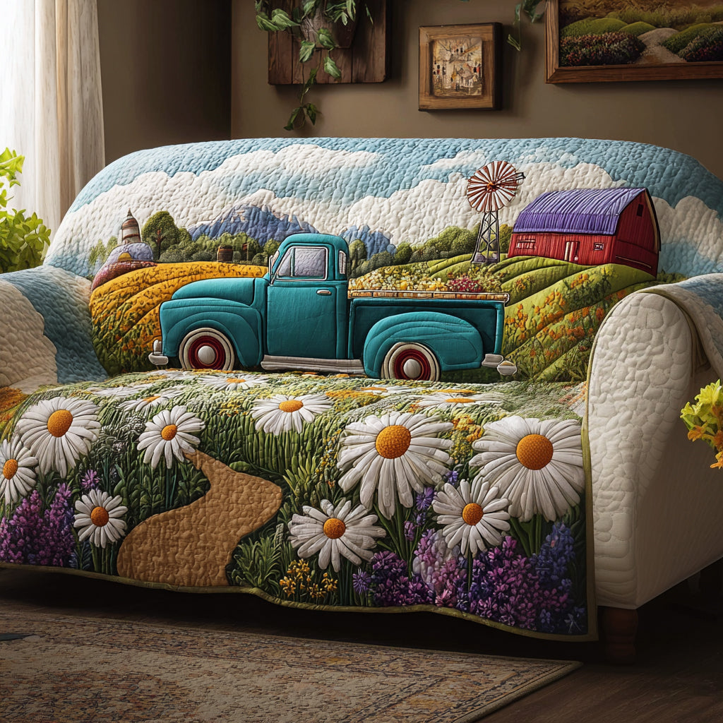 Daisy Serenade Quilted Sofa Cover Indoor Decoration Flower Daisy Inspired Gifts