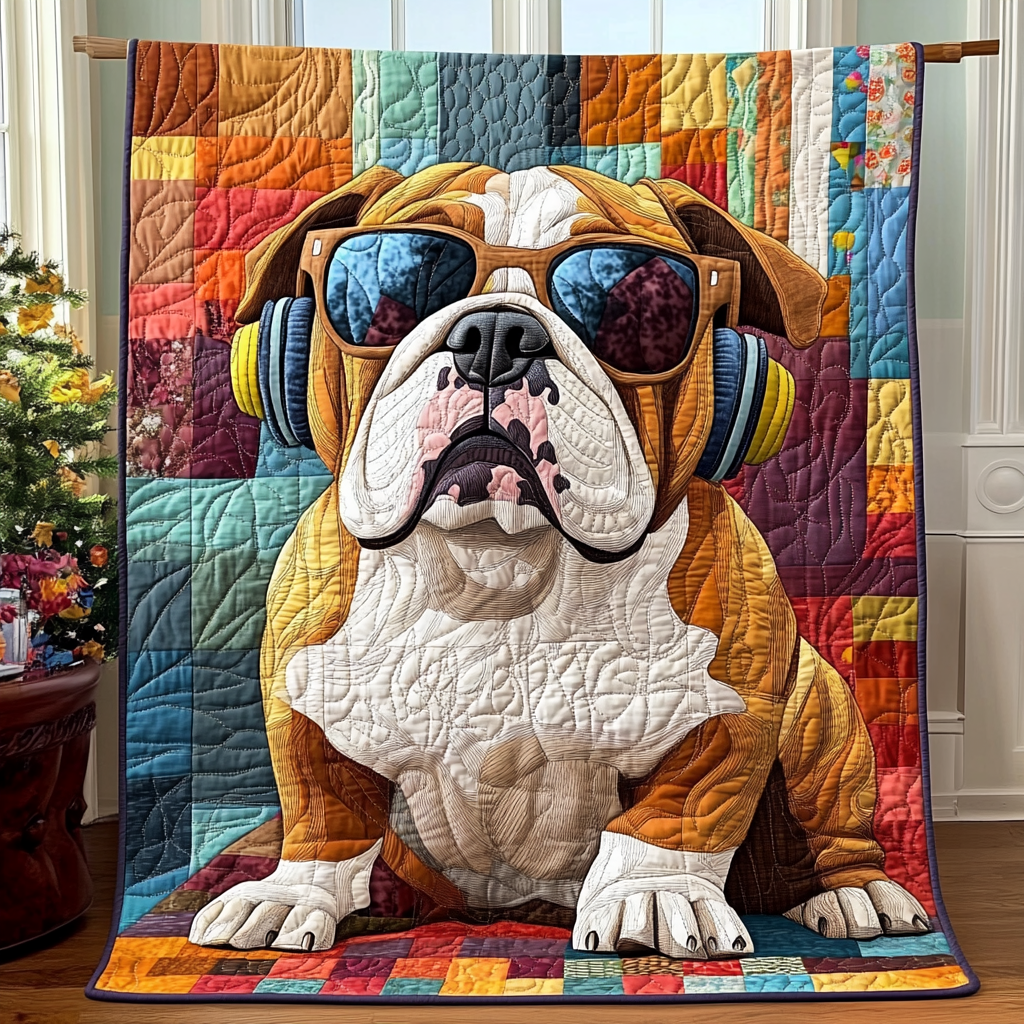 Dapper Bulldog Delight Quilted Blanket Bed Comforter Set French Bulldog Owner Gifts