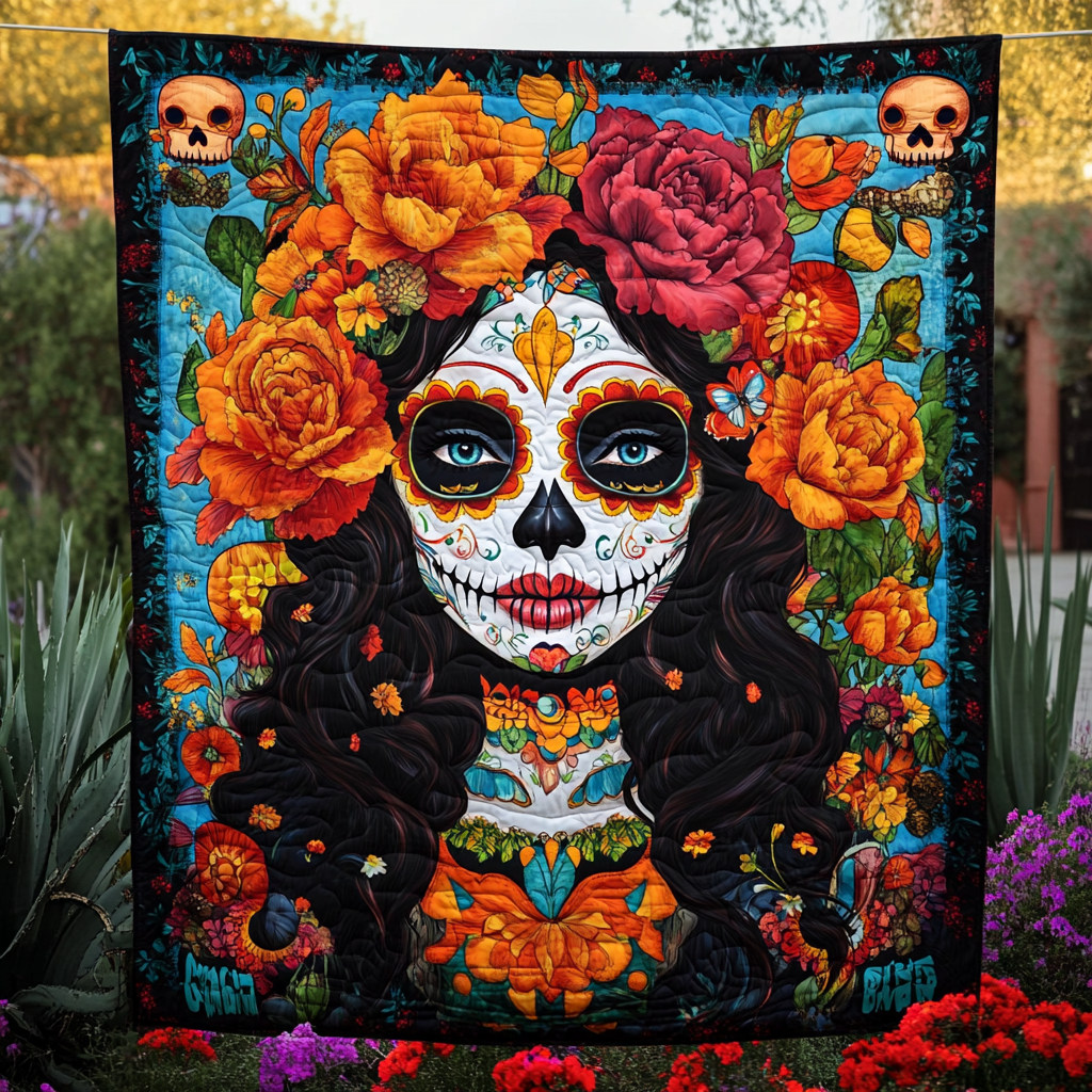 Day Of The Dead Catrina Quilted Blanket Best Bedding Sets Dia De Los Muertos Gifts