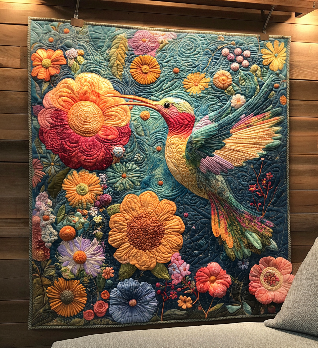 Daylight Hummingbird Quilted Blanket Bedroom Decor Hummingbird Themed Gifts