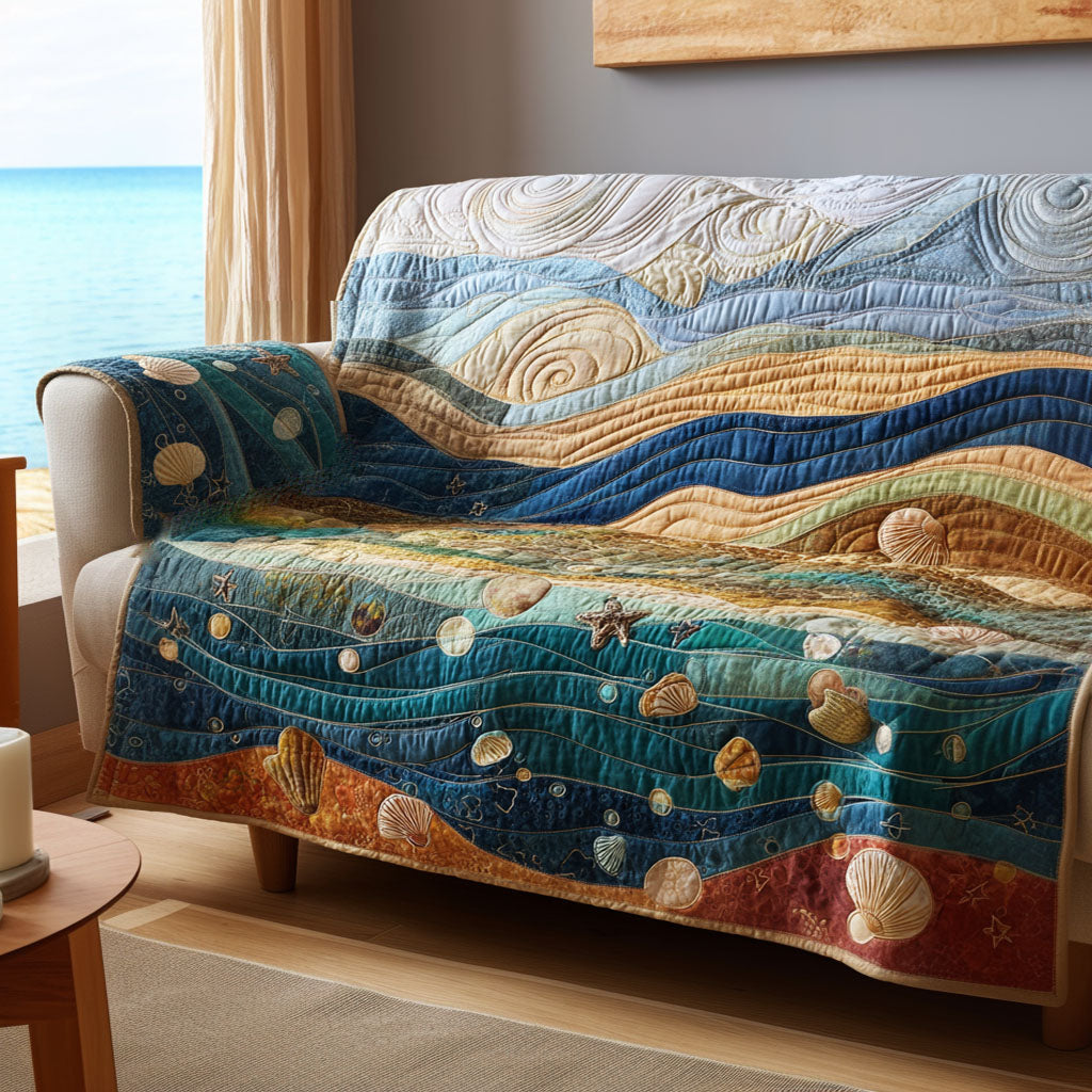 Deep Blue Quilted Sofa Cover Great Couch Covers Birthday Gift Ideas For Beach Lovers