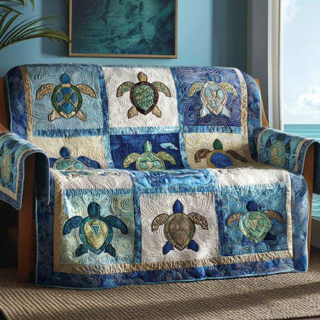 Deep Sea Turtle Quilted Sofa Cover Sofa Slip Covers Turtle Gifts For Christmas Holiday