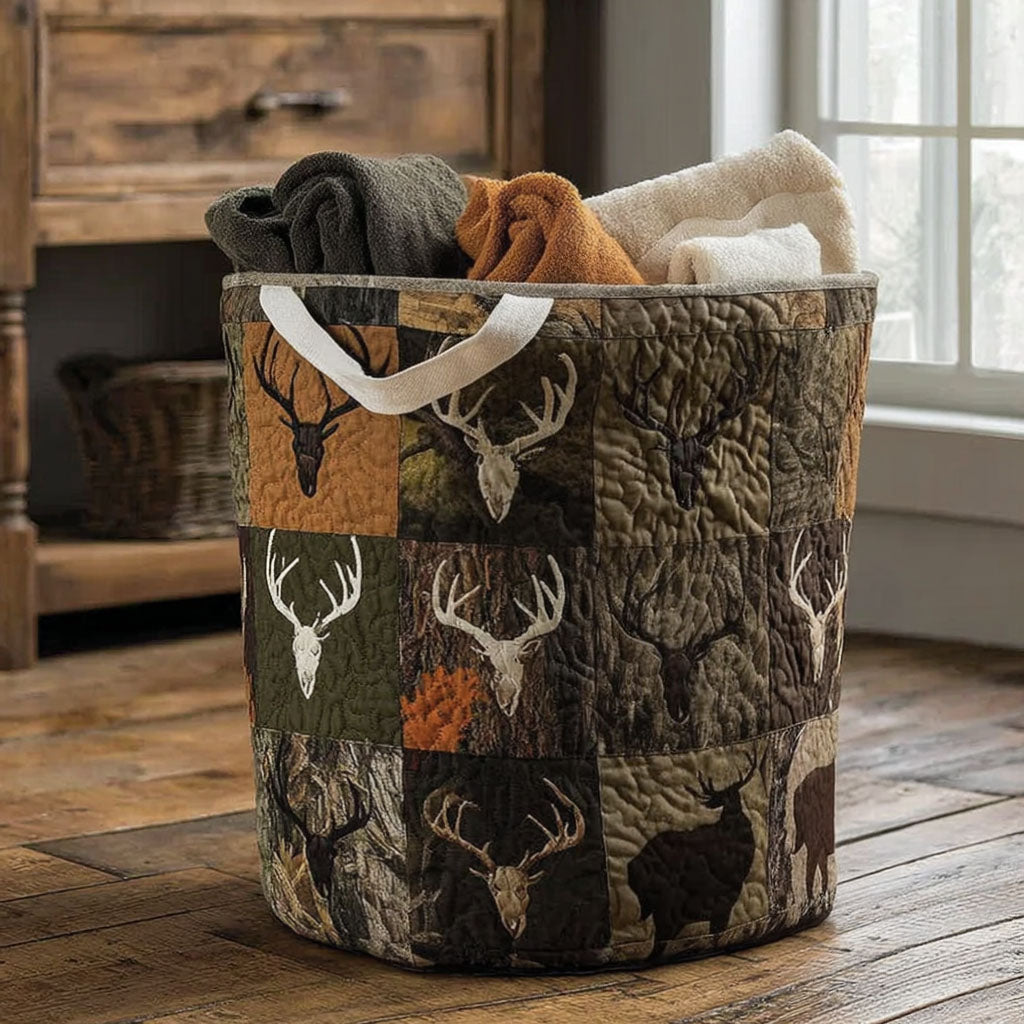 Deepwood Trophy Quilted Laundry Basket Luxury Quilted Storage Basket Gift for Home Decor Lovers