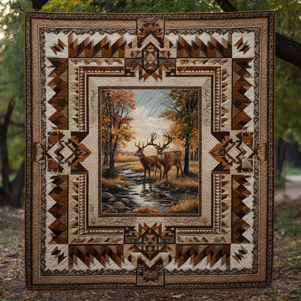 Deer Cabin Stag Quilted Blanket Rustic Throw Blanket Gifts Ideas For Deer Hunter