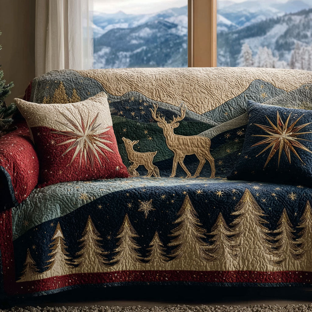 Deer Echo Quilted Sofa Cover Living Room Decor Best Deer Gifts For Christmas