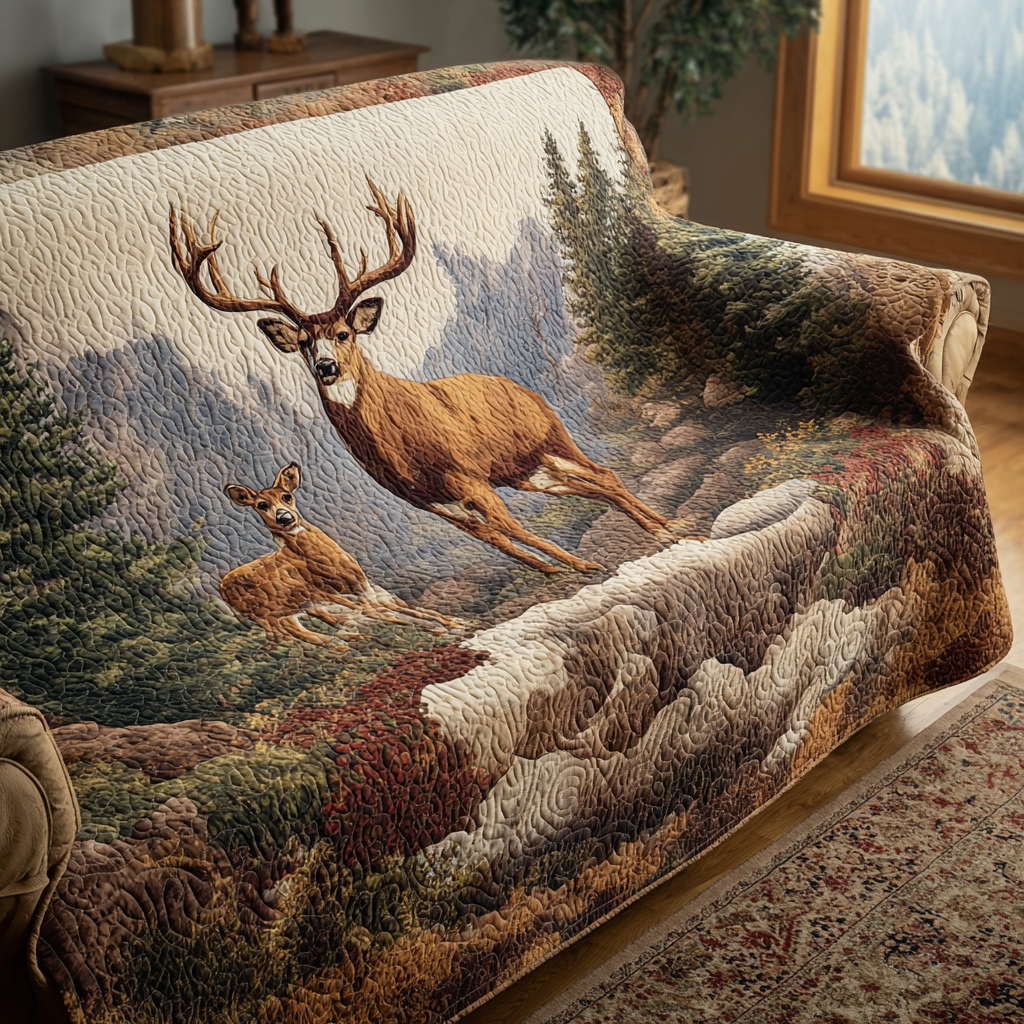 Deer Haven Quilted Sofa Cover Seat Covers For Couches Good Gifts For Deer Hunters