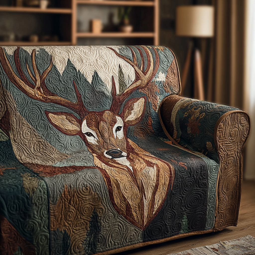 Deer Haven Quilted Sofa Cover Sofa Cover Slipcover Deer Themed Gifts For Him