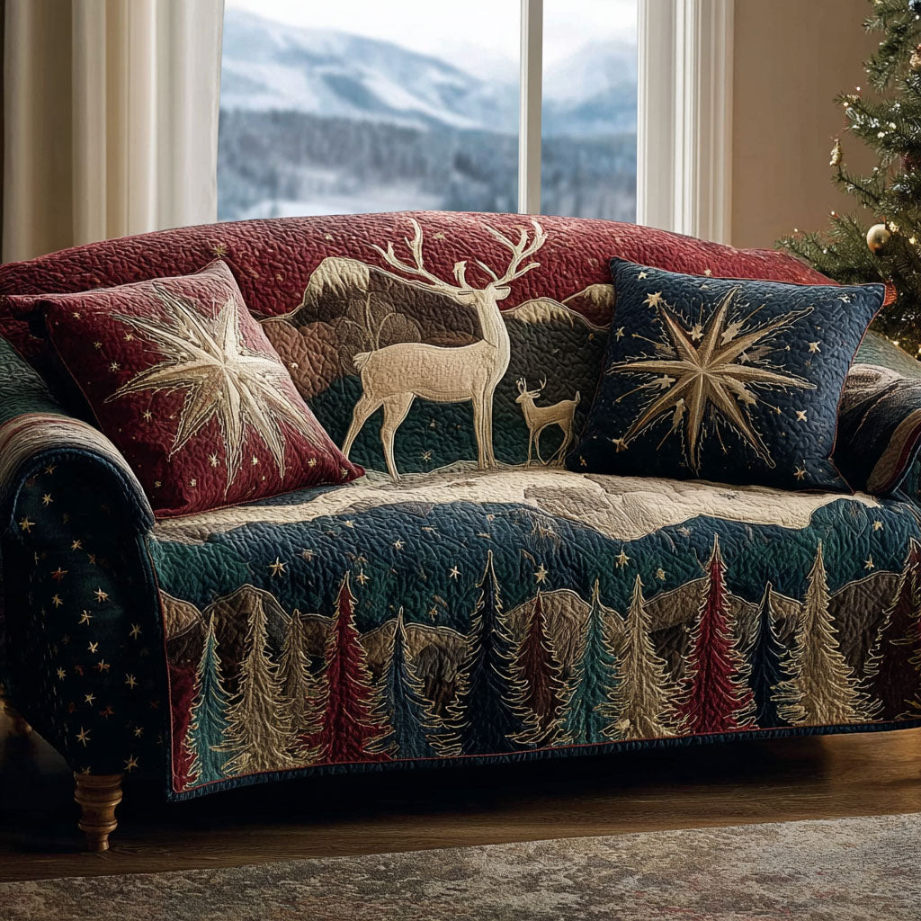 Deer Majesty Quilted Sofa Cover Indoor Decor Cool Gifts For Deer Lovers