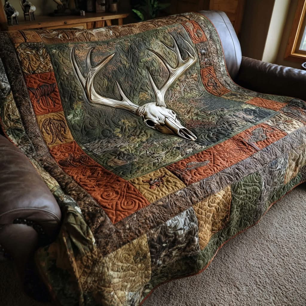 Deer Of Dawn Quilted Blanket Home Decorations Gifts For Deer Hunter For Dad
